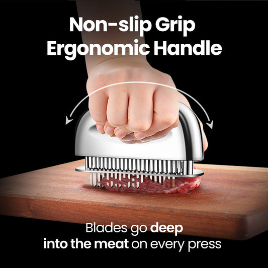 Non-slip grip ergonomic handle — blades go deep into the meat on every press