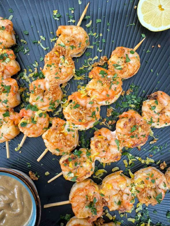 Garlic Black Tiger Skewers — from the Gourmet Easy recipe book