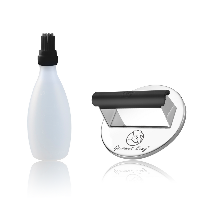 Baste Easy (Black) + Burger Press Stainless Steel - Round