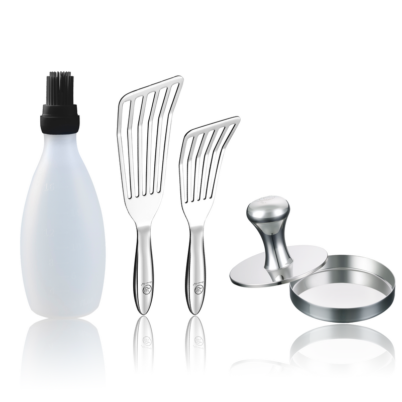 Baste Easy (Black) + Fish Turner + Burger Press Meat Patty Maker - Round
