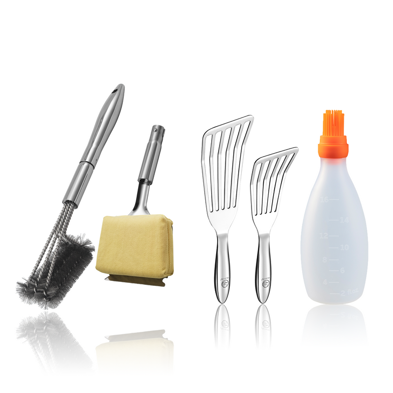 Baste Easy (Orange) + BBQ Cleaning Brush Combo (Yellow) + Fish Turner