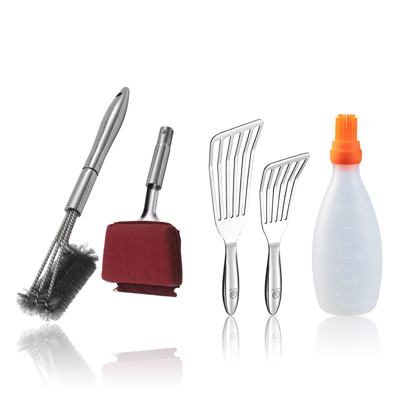 Baste Easy (Orange) + BBQ Cleaning Brush Combo (Red) + Fish Turner