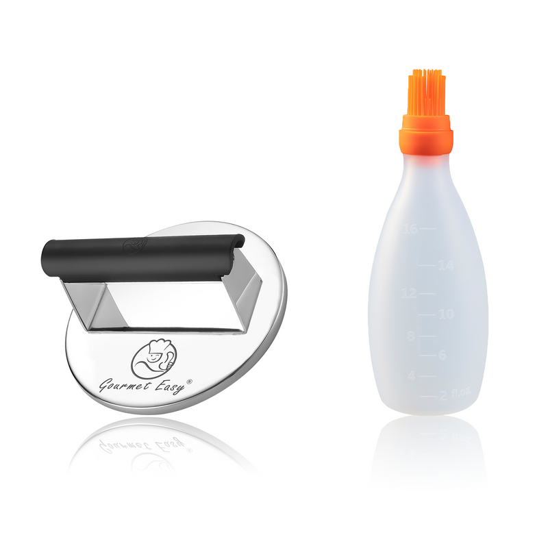 Baste Easy (Orange) + Burger Press Stainless Steel - Round