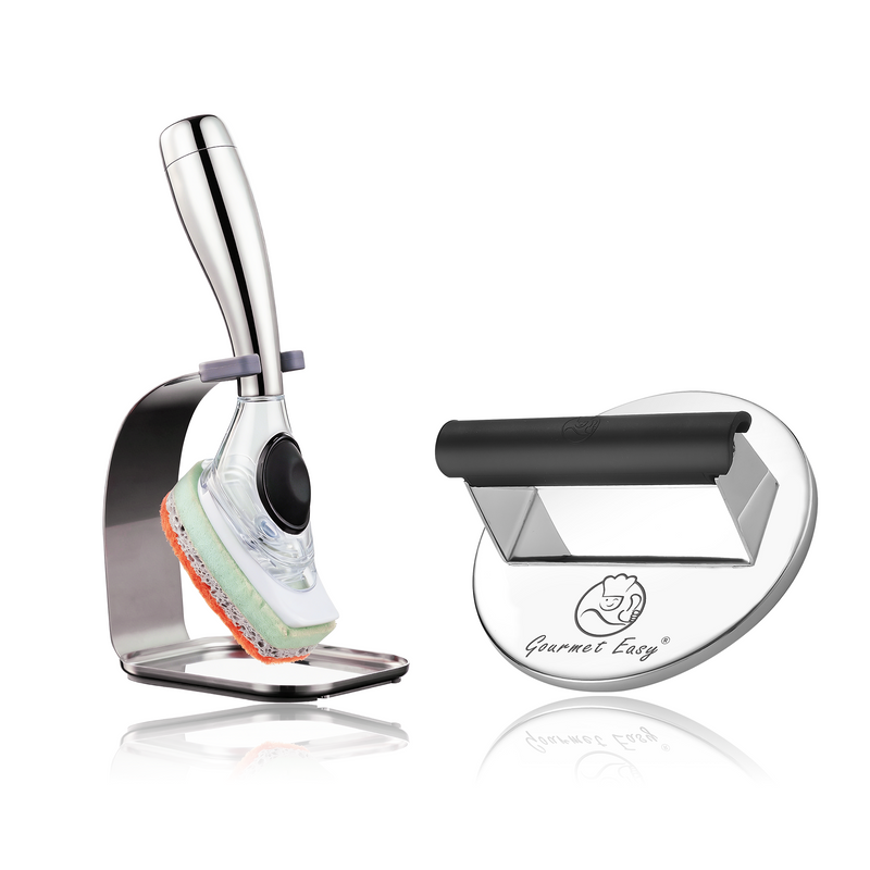 Burger Press Stainless Steel - Round + Dishwand (DISHWAND)