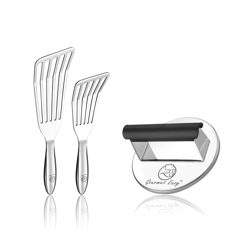 Burger Press Stainless Steel - Round + Fish Turner