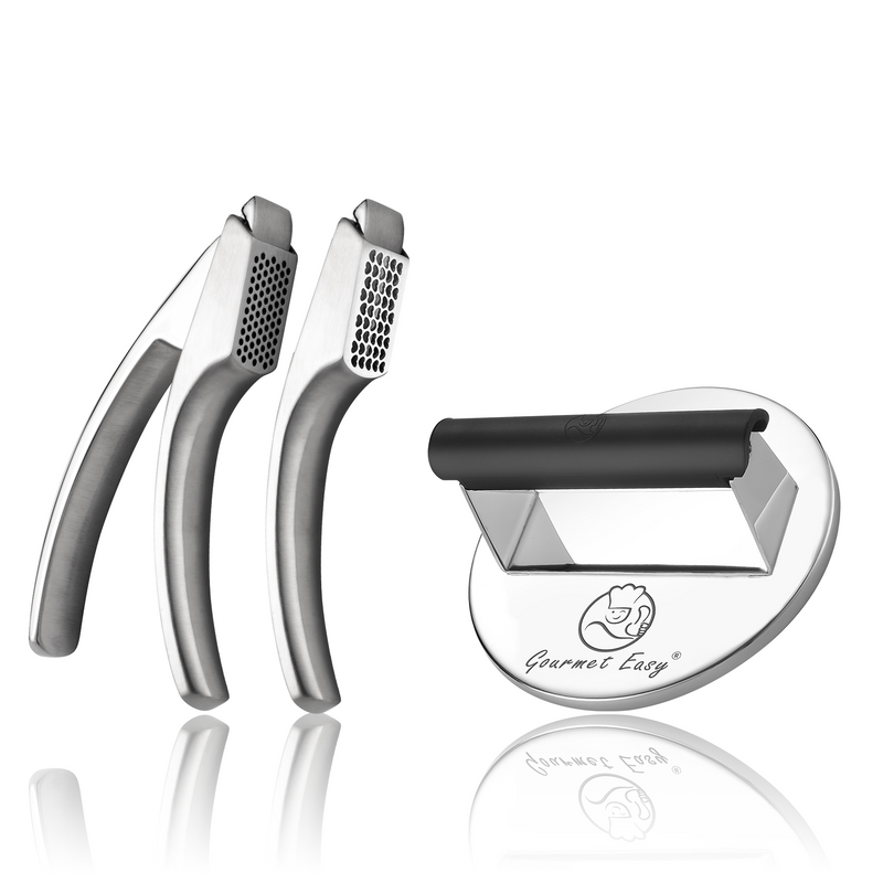 Burger Press Stainless Steel - Round + Garlic Easy (Combo)