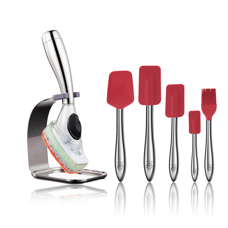 Dishwand (DISHWAND) + 5pcs Kitchen Utensils Set (Red)