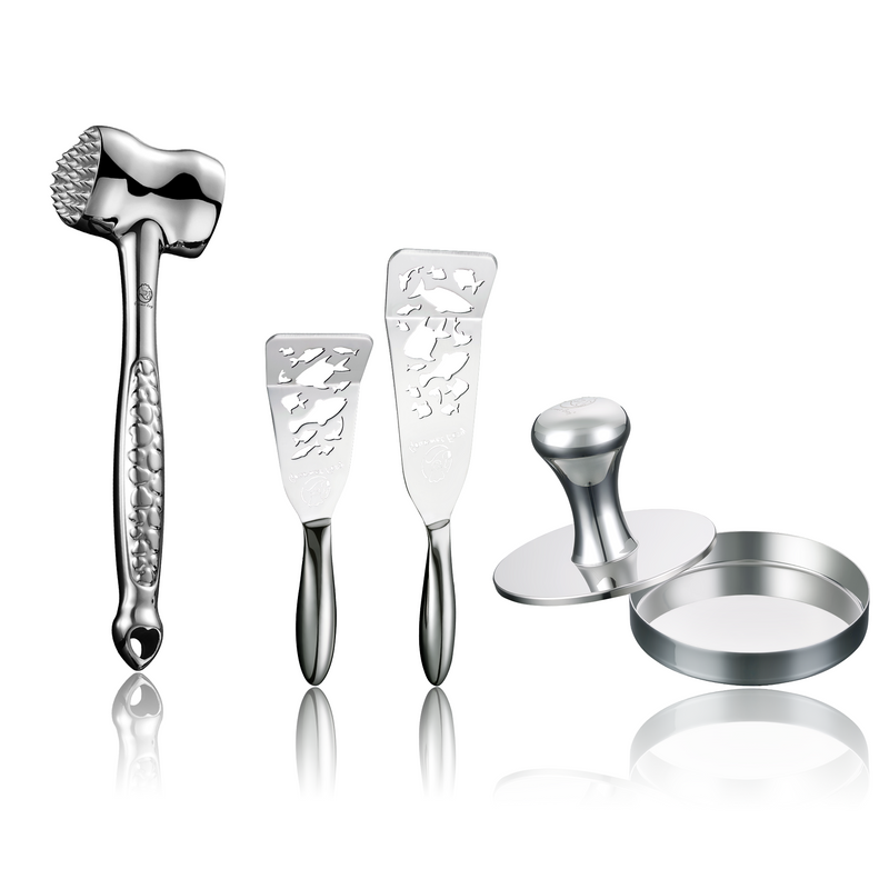 Fish Turner - Fish Edition + Garlic Easy (Coarse Mince) + Burger Press Meat Patty Maker - Round