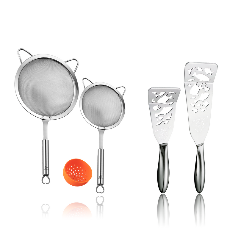 Fish Turner - Fish Edition + Stainless Steel Strainer Set (Stainless Steel)