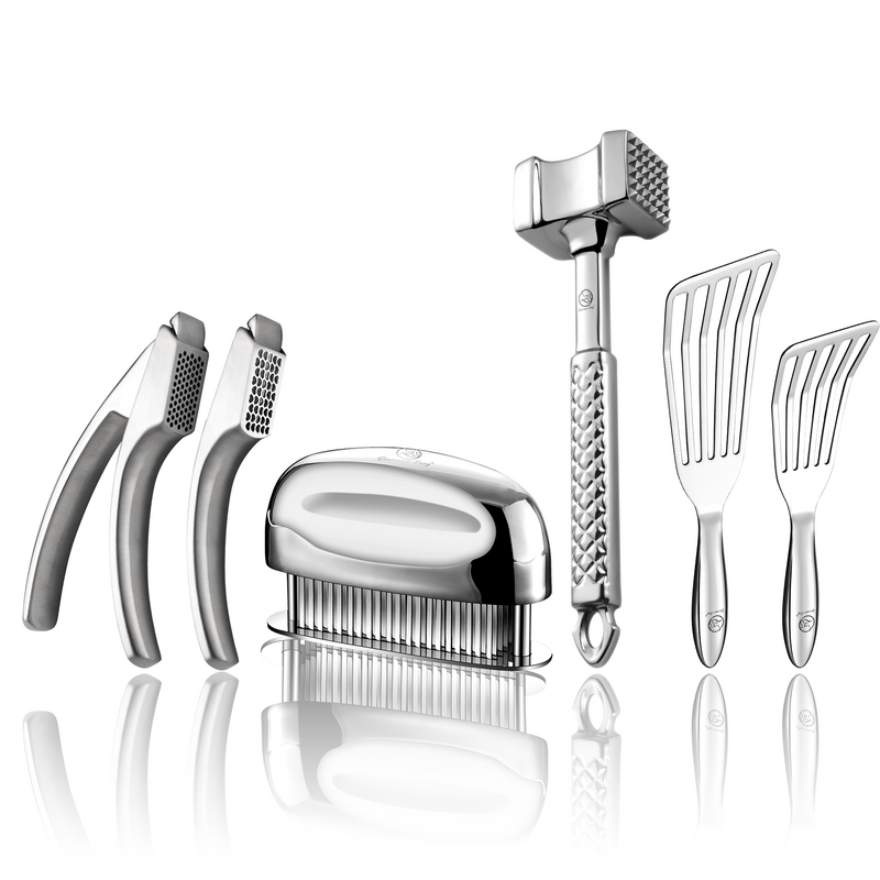 Fish Turner + Garlic Easy (Combo) + Meat Hammer - Original + Meat Tenderizer Needle
