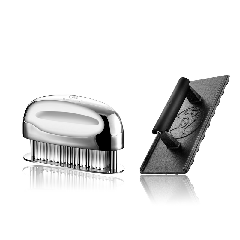 Burger Press Cast Iron - Rectangle + Meat Tenderizer Needle