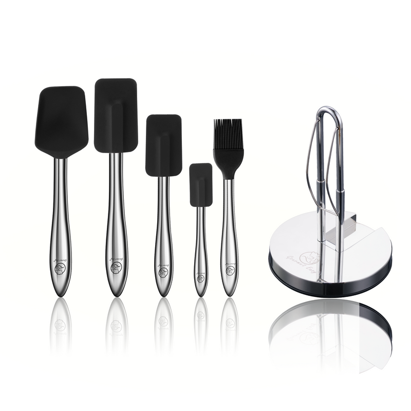Kitchen Paper Towel Holder + 5pcs Kitchen Utensils Set (Black)