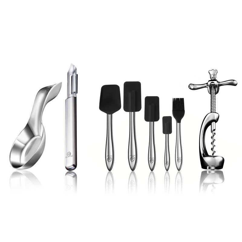 I Peeler Deluxe + Spoon Rest + 5pcs Kitchen Utensils Set (Black) + Wine Opener
