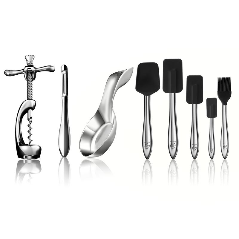 I Peeler + Spoon Rest + 5pcs Kitchen Utensils Set (Black) + Wine Opener