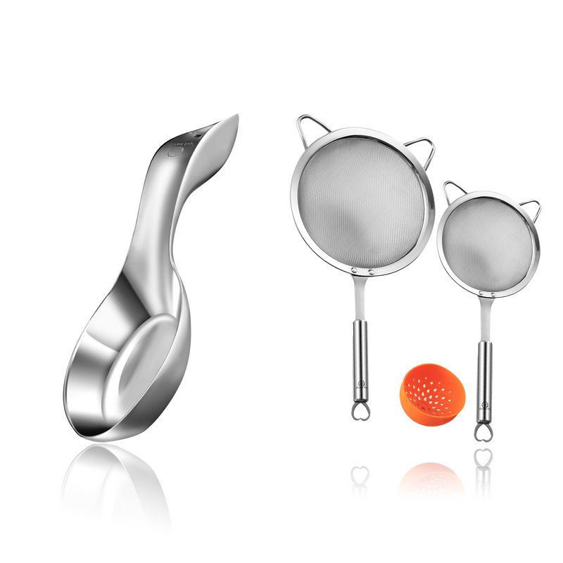 Spoon Rest + Stainless Steel Strainer Set (Stainless Steel)