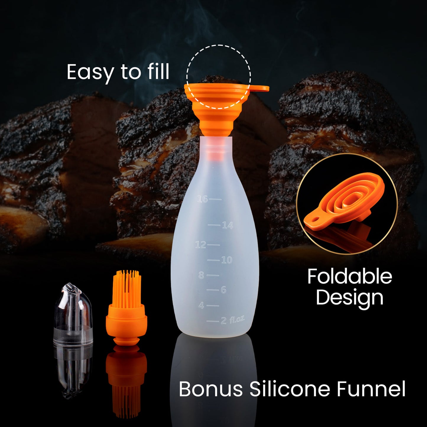 Easy to fill with the bonus foldable silicone funnel