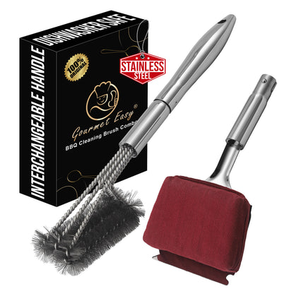 Gourmet Easy BBQ Cleaning Brush Combo in red with its interchangeable-handle gift box
