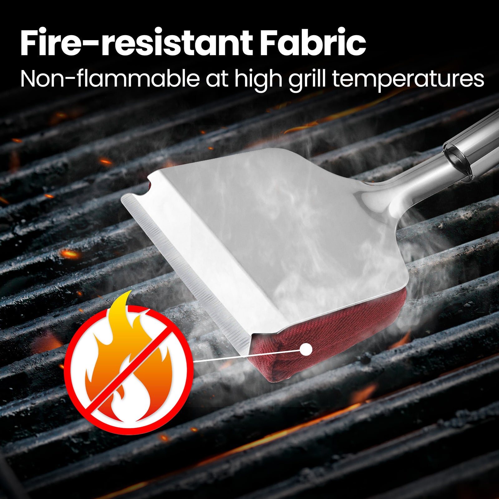 Fire-resistant fabric pad, non-flammable at high grill temperatures
