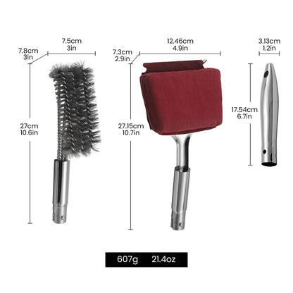 BBQ Cleaning Brush Combo dimensions: 27 cm brush, 27.85 cm scraper, 607 g