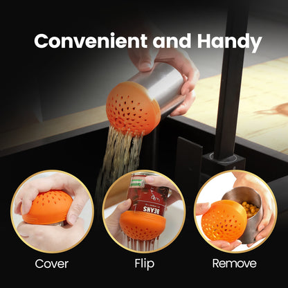 Convenient and handy — cover the can, flip to drain, then remove