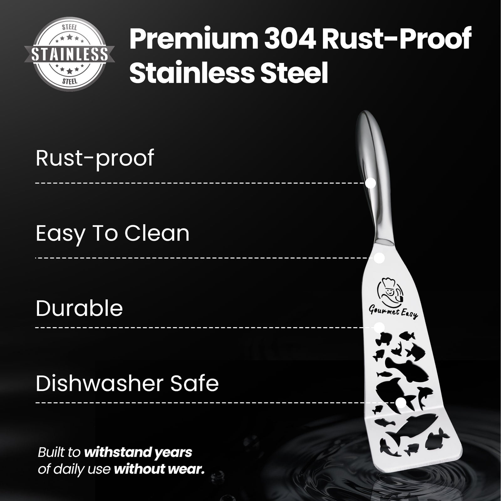 Premium 304 rust-proof stainless steel: rust-proof, easy to clean, durable, dishwasher safe