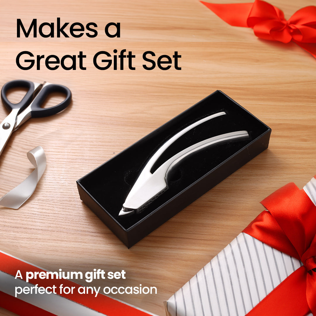 Garlic Easy presented in a black gift box with ribbon