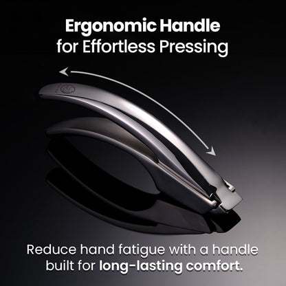 Ergonomic handle for effortless pressing, reducing hand fatigue