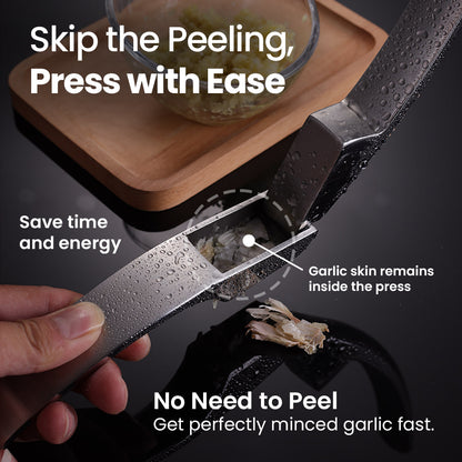 Skip the peeling — garlic skin stays inside the press for perfectly minced garlic