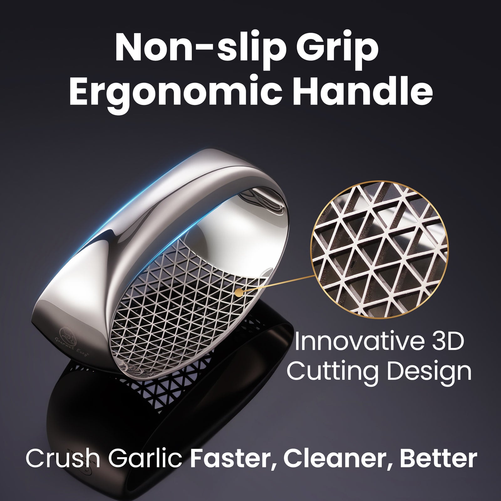 Non-slip grip ergonomic handle with an innovative 3D cutting design