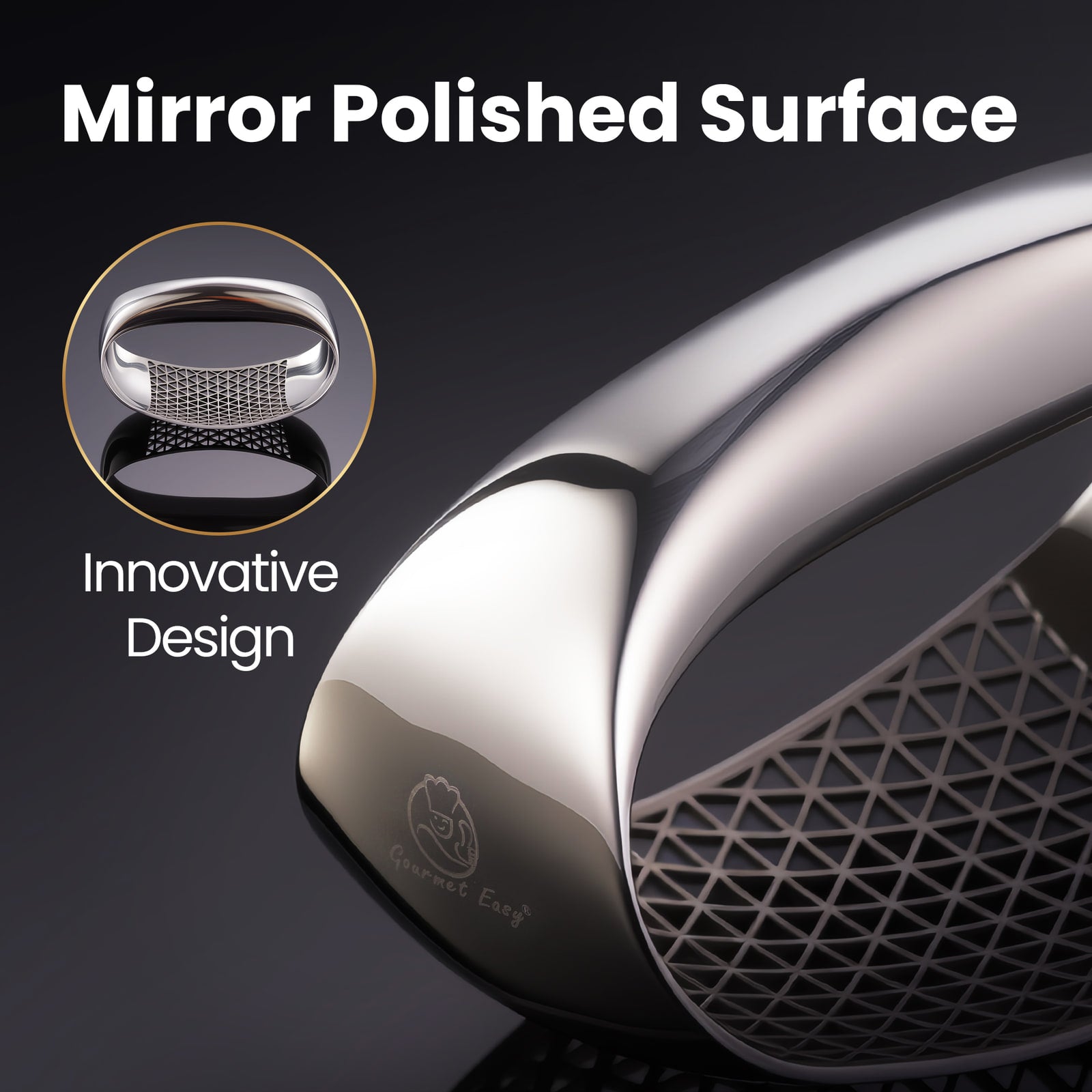 Mirror polished surface, an innovative design shown close up