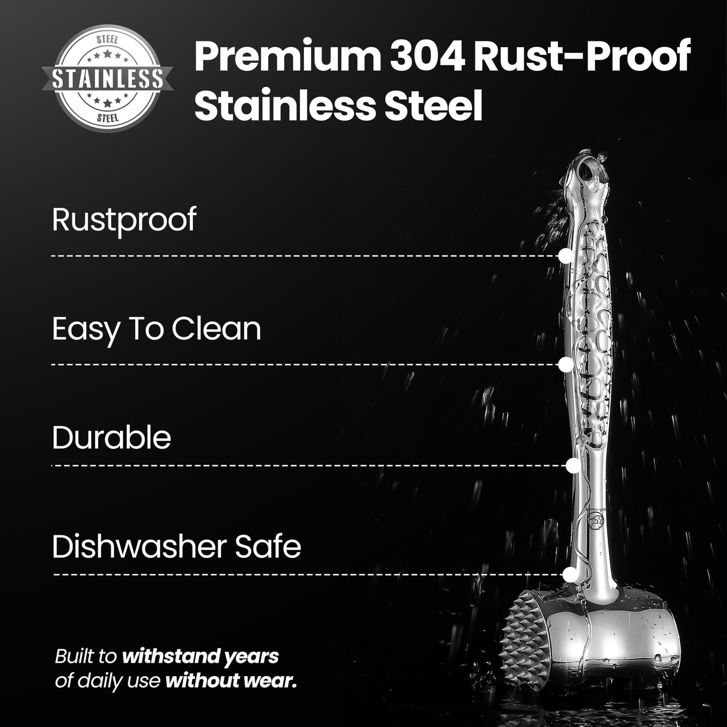 Premium 304 rust-proof stainless steel: rustproof, easy to clean, durable, dishwasher safe