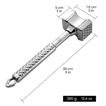 Meat Tenderizer dimensions: 28 cm long, 7.5 cm head, 380 g