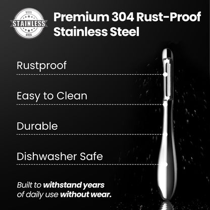 Premium 304 rust-proof stainless steel: rustproof, easy to clean, durable, dishwasher safe