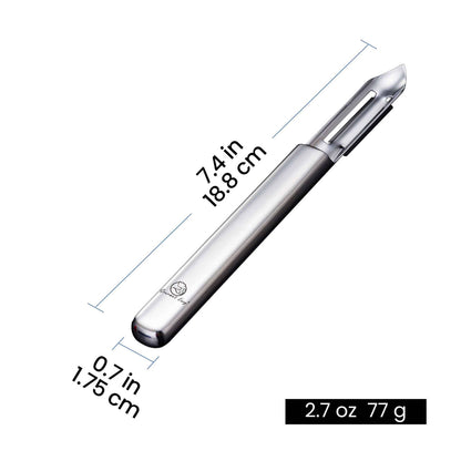 I Peeler Deluxe dimensions: 7.4 in long, 0.7 in wide, 2.7 oz