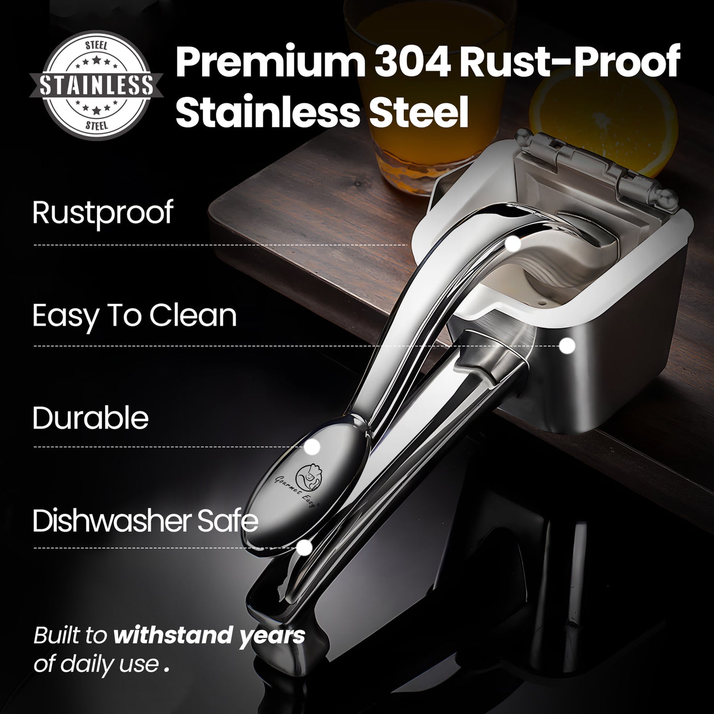 Premium 304 rust-proof stainless steel: rustproof, easy to clean, durable, dishwasher safe