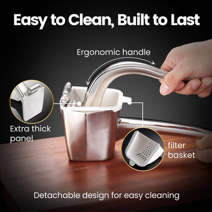 Easy to clean: detachable design, extra thick panel and removable filter basket