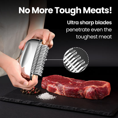 No more tough meats: ultra sharp blades penetrate even the toughest cut