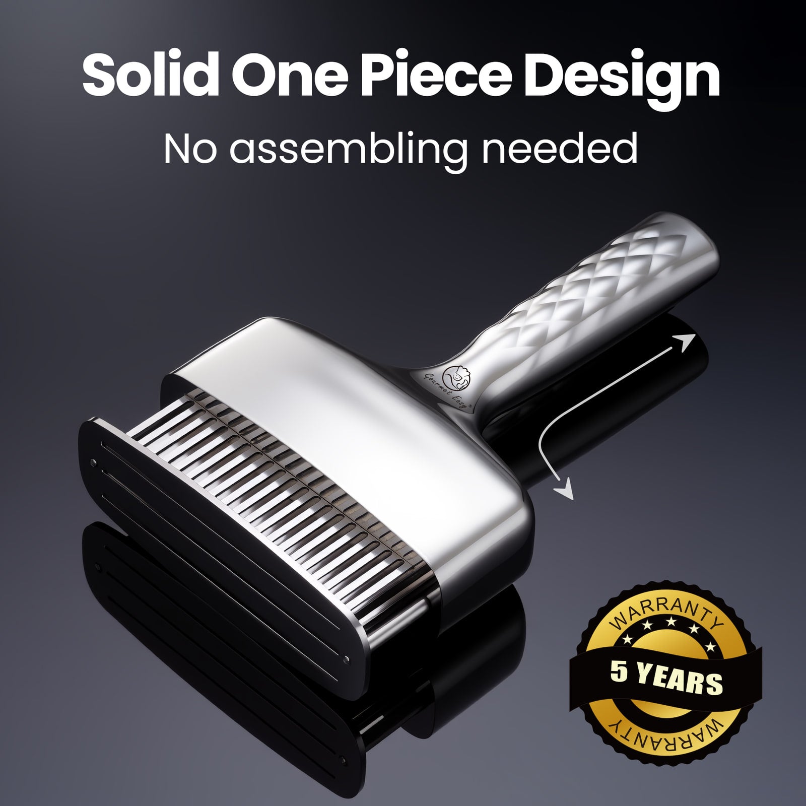 Solid one piece design, no assembling needed, with a 5-year warranty badge