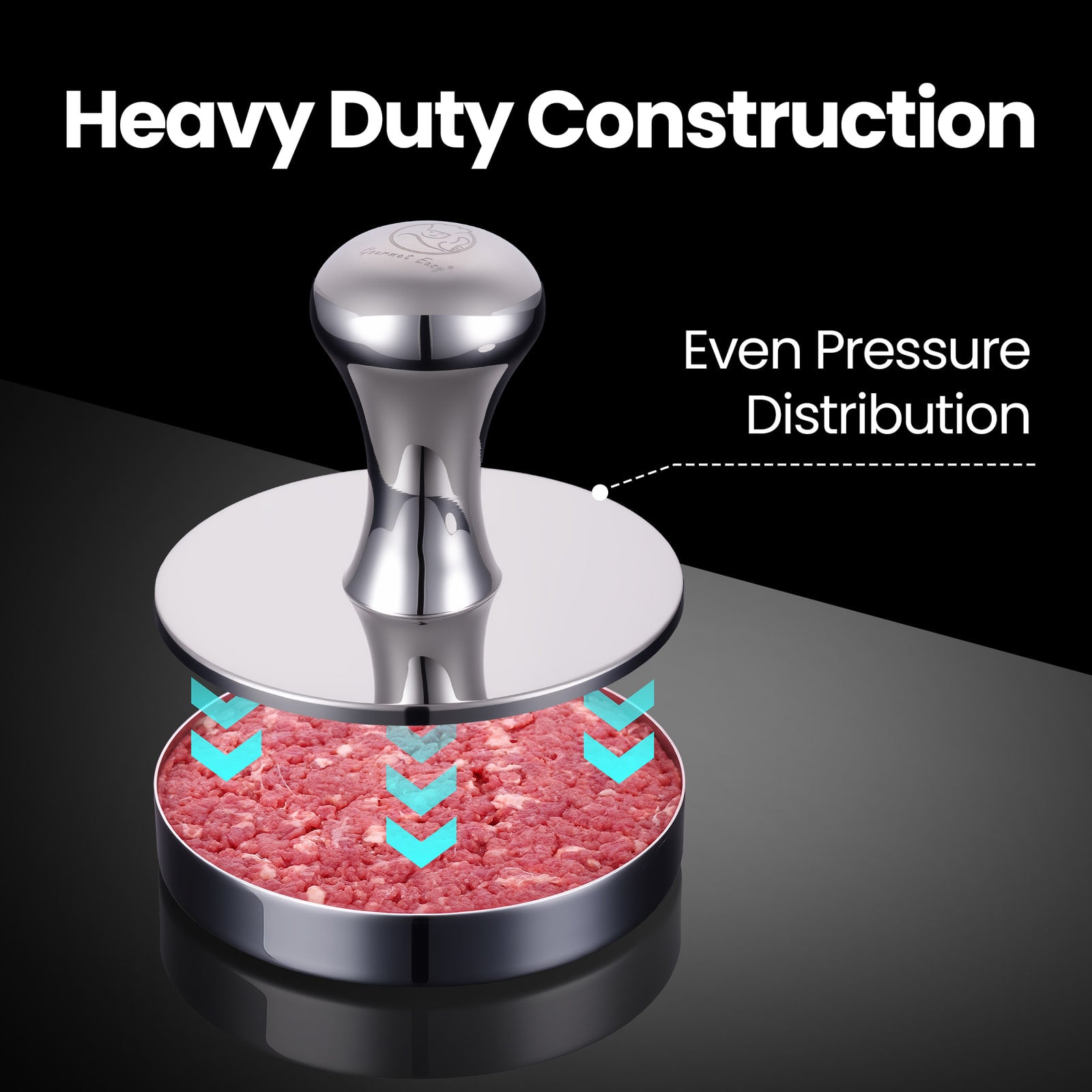 Heavy duty construction with even pressure distribution across the patty