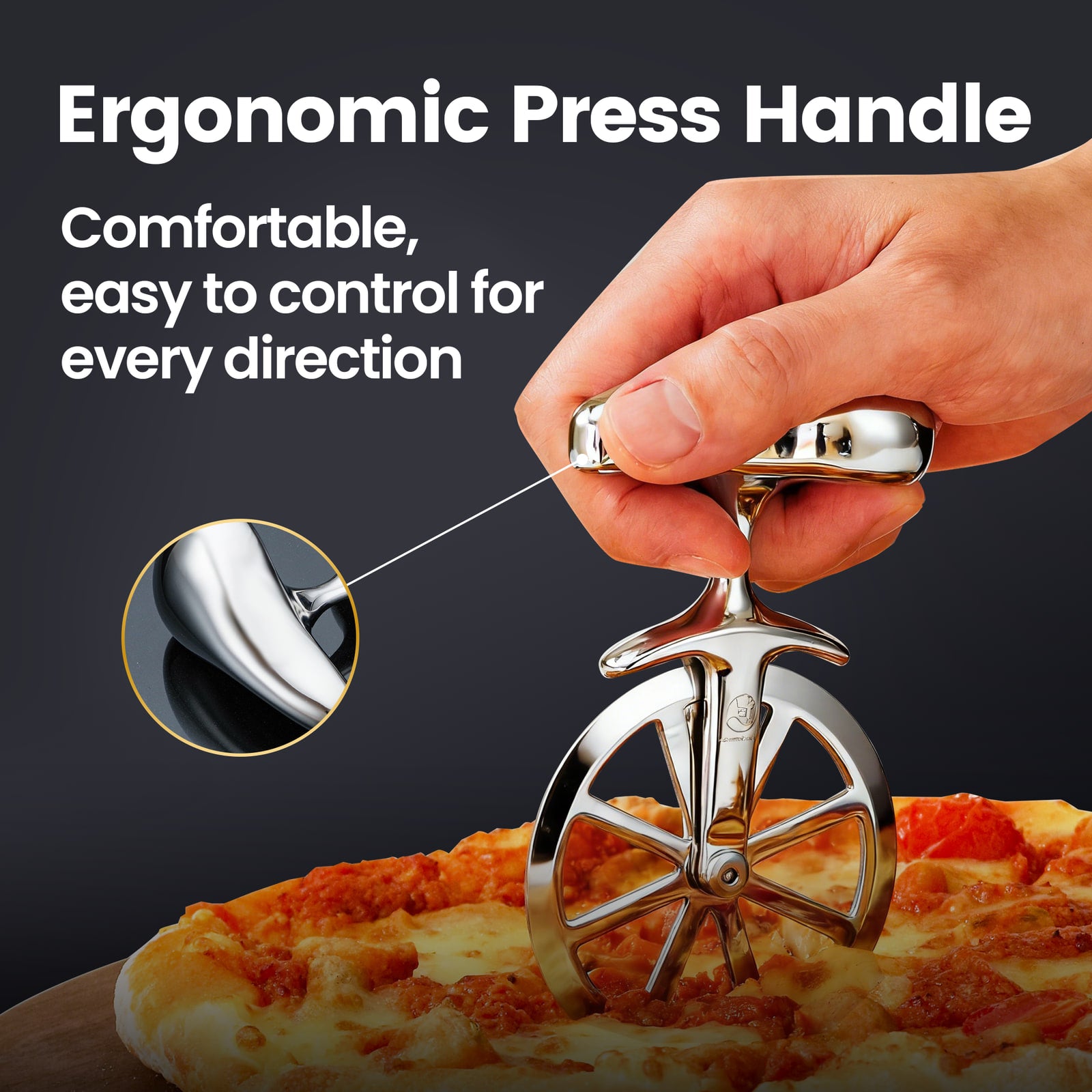 Ergonomic press handle, comfortable and easy to control in every direction