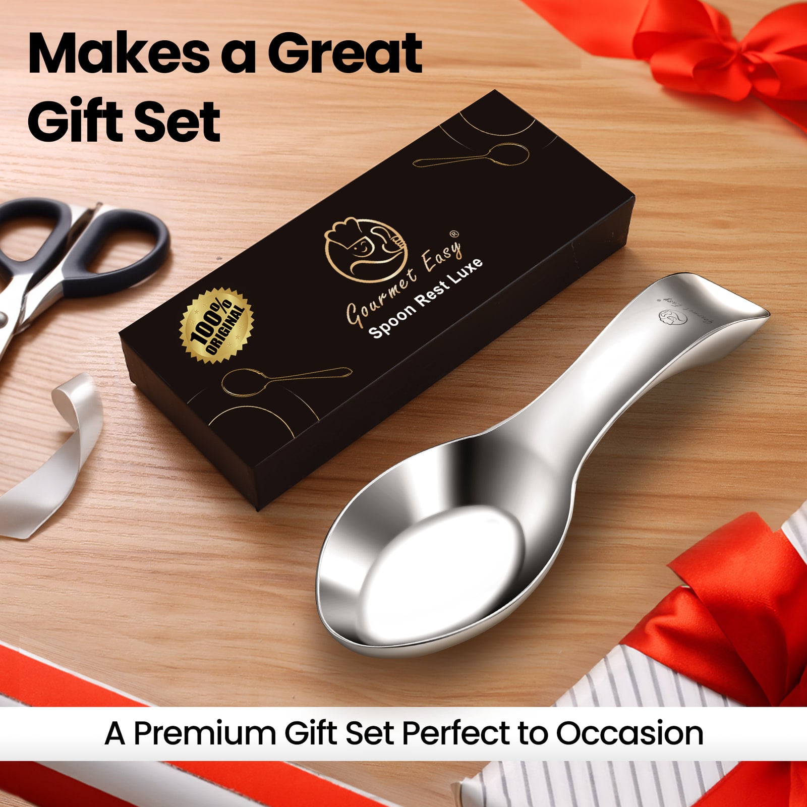 Spoon Rest presented in a black gift box with ribbon