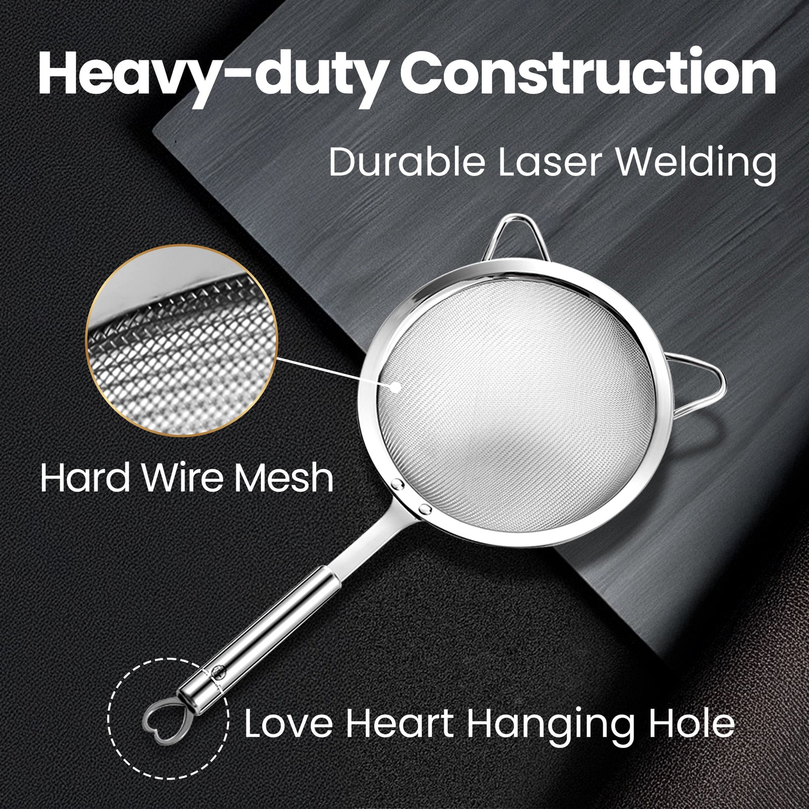 Heavy-duty construction with durable laser welding, hard wire mesh and a heart hanging hole
