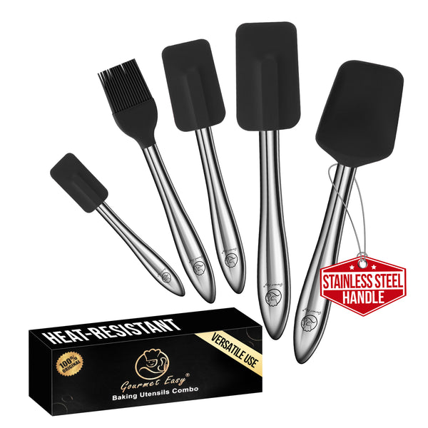 Gourmet Easy 5pcs Kitchen Utensils Set in black with its heat-resistant gift box