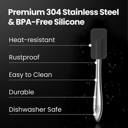Premium 304 stainless steel and BPA-free silicone: heat-resistant, rustproof, dishwasher safe