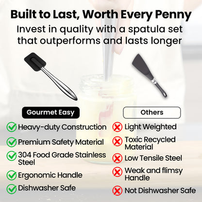 Comparison chart: Gourmet Easy utensils set against other spatula sets